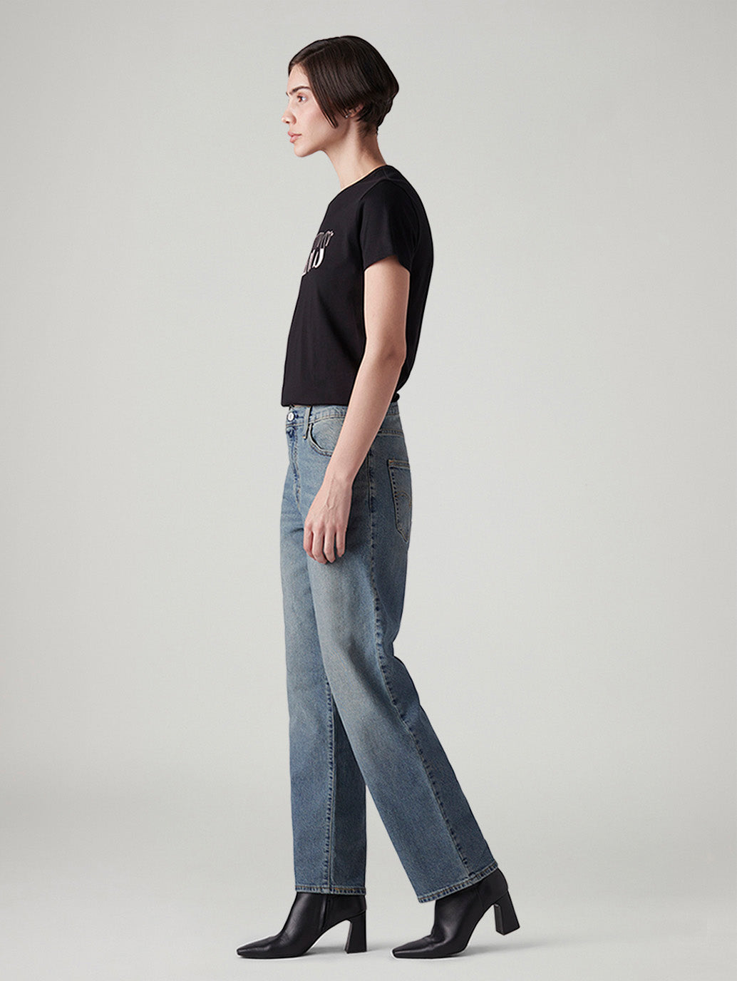 Women's 94 Med Indigo Baggy Fit Mid Rise Jeans