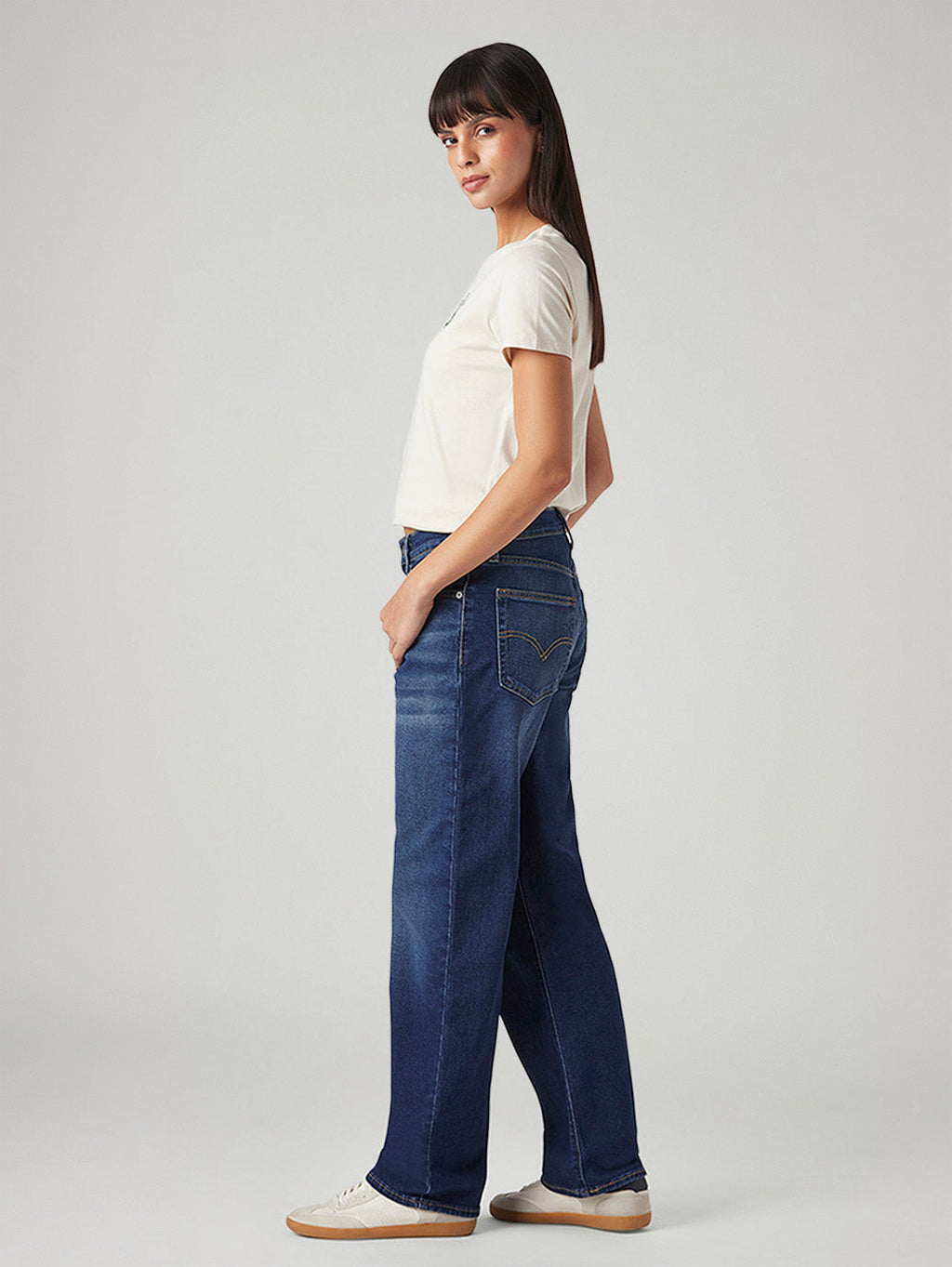 Women's 94 Blue Baggy Fit Mid Rise Jeans