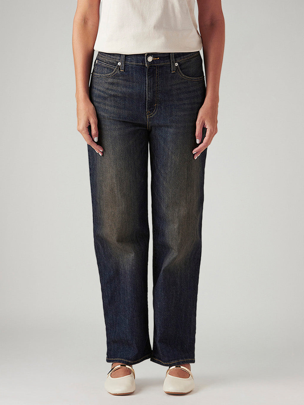 Women's 94 Dark Indigo Baggy Fit Mid Rise Tinted Jeans