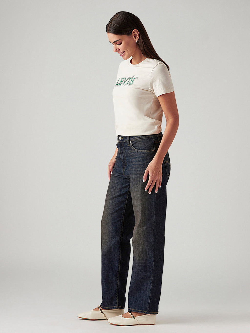 Women's 94 Dark Indigo Baggy Fit Mid Rise Tinted Jeans