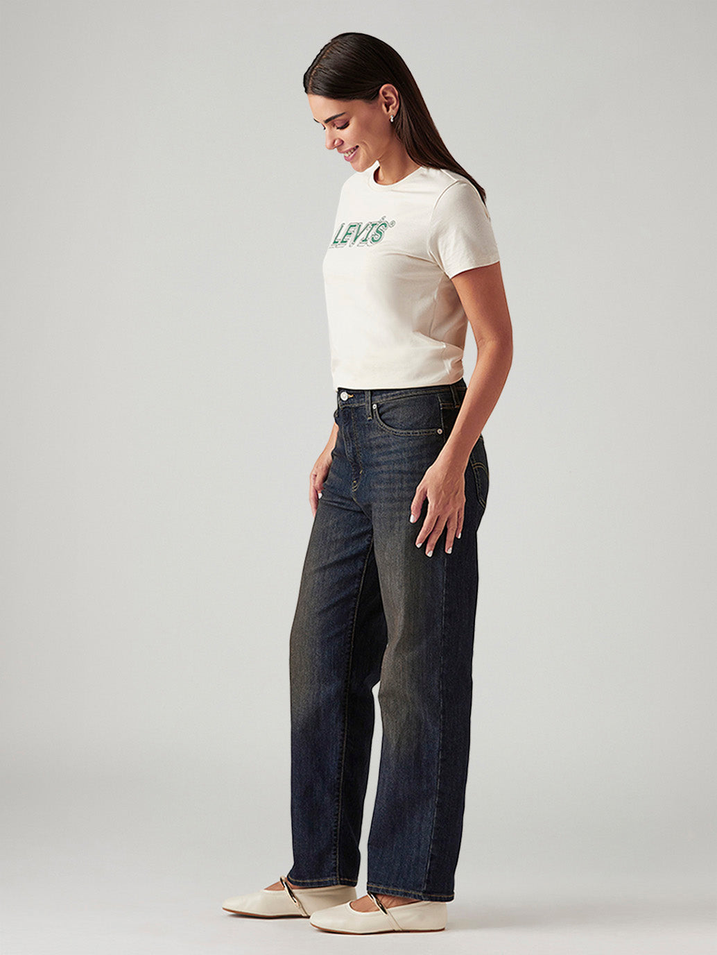 Women's 94 Dark Indigo Baggy Fit Mid Rise Tinted Jeans