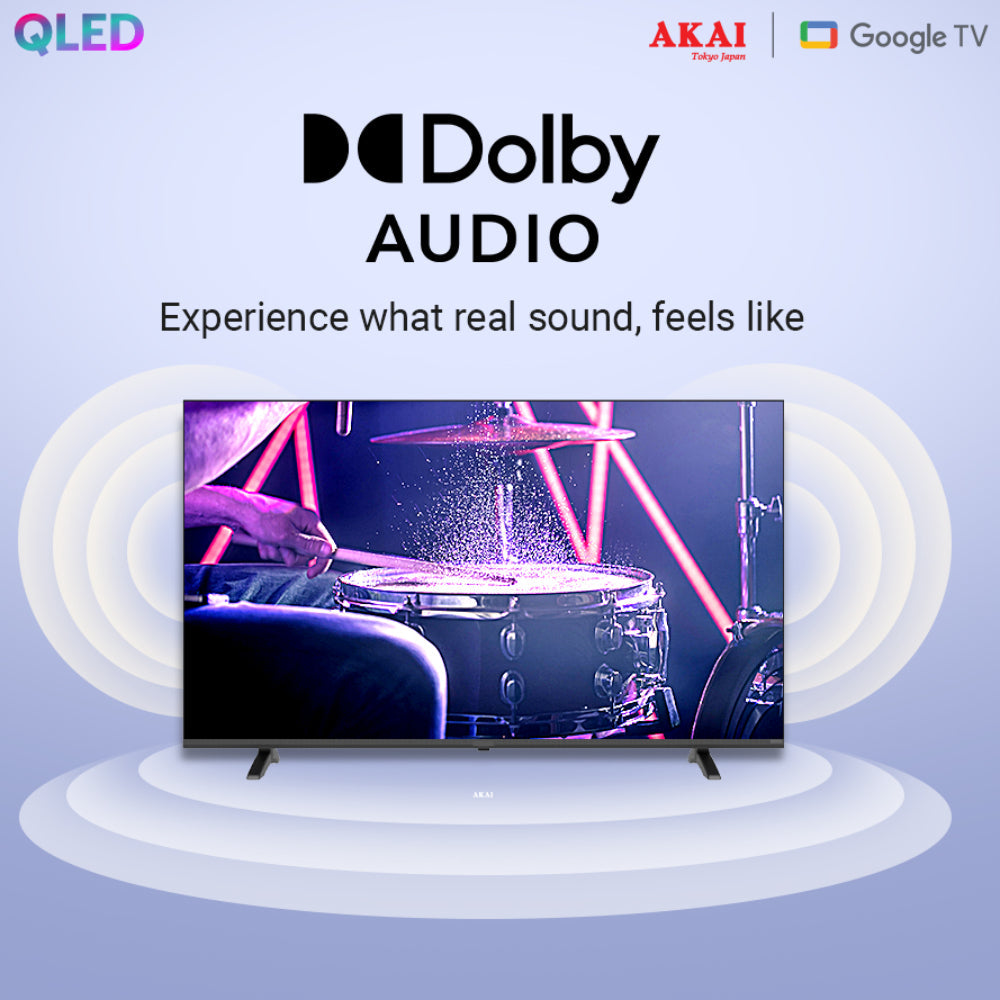 AKAI 109 cm (43 Inch) Bezel-Less 4K UHD Smart QLED Google TV, AL43GQU-SFWS with 1+1 year warranty