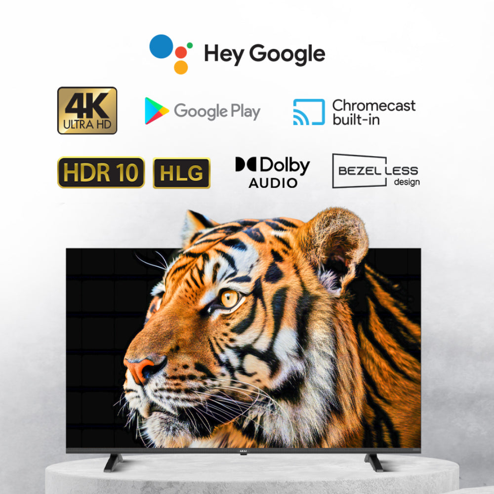 AKAI 109 cm (43 Inch) Bezel-Less 4K UHD Smart QLED Google TV, AL43GQU-SFWS with 1+1 year warranty