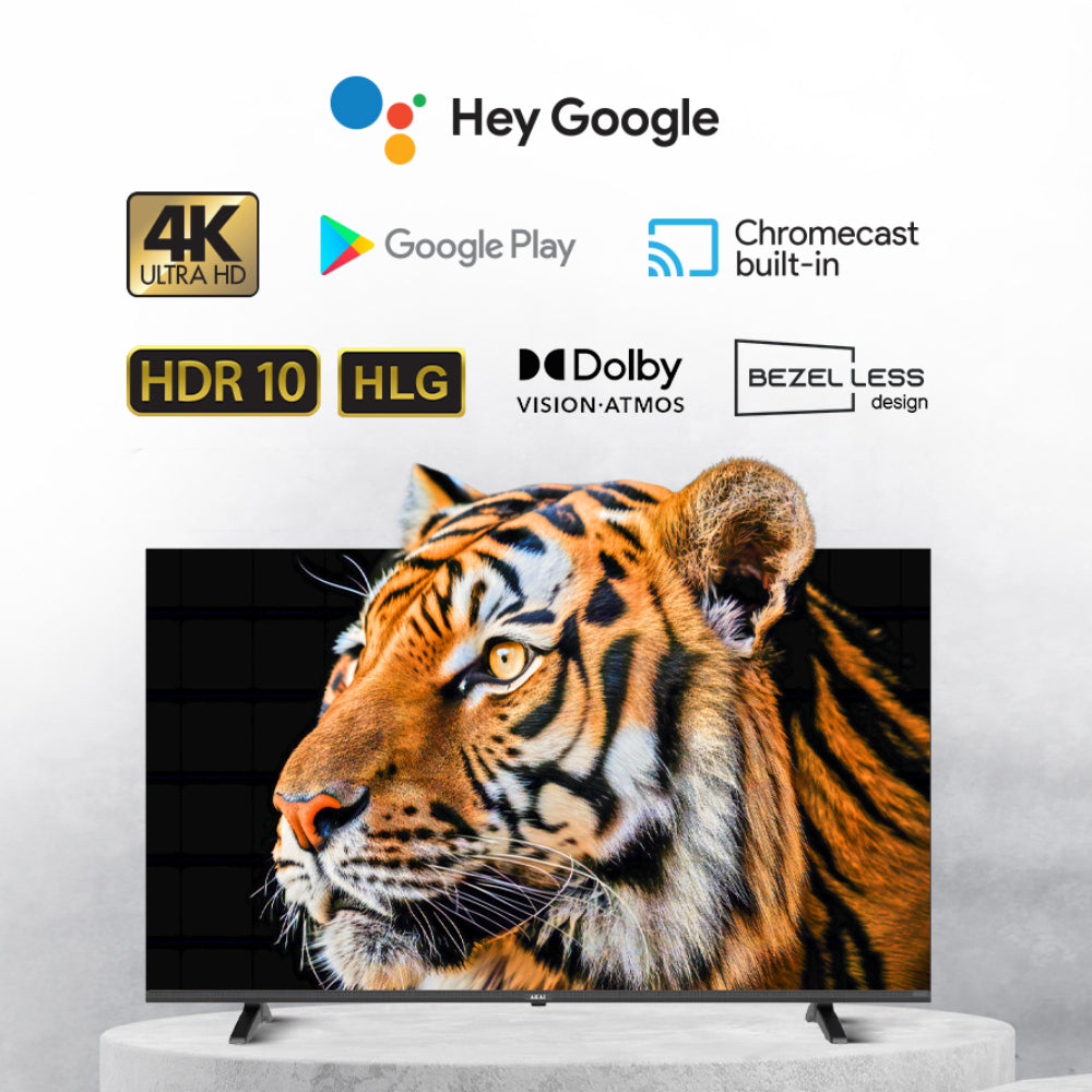 AKAI 140 cm (55 Inch) Bezel-Less 4K UHD Smart QLED Google TV, AL55GQU-SFWS Seal Packed Brand New with 1+1 year warranty