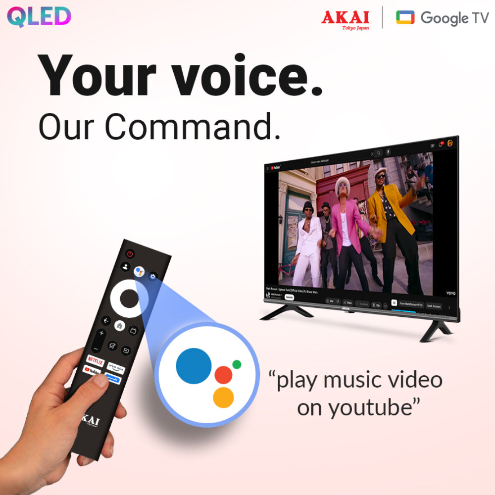 AKAI 165 cm (65 Inch) Bezel-Less 4K UHD Smart QLED Google TV, AL65GQU-SFWS Seal Packed Brand New with 1+1 year warranty
