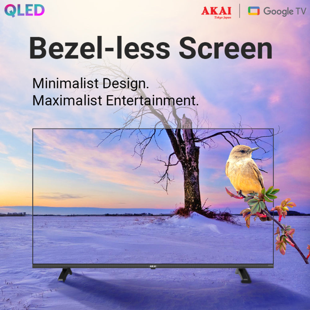 AKAI 165 cm (65 Inch) Bezel-Less 4K UHD Smart QLED Google TV, AL65GQU-SFWS Seal Packed Brand New with 1+1 year warranty