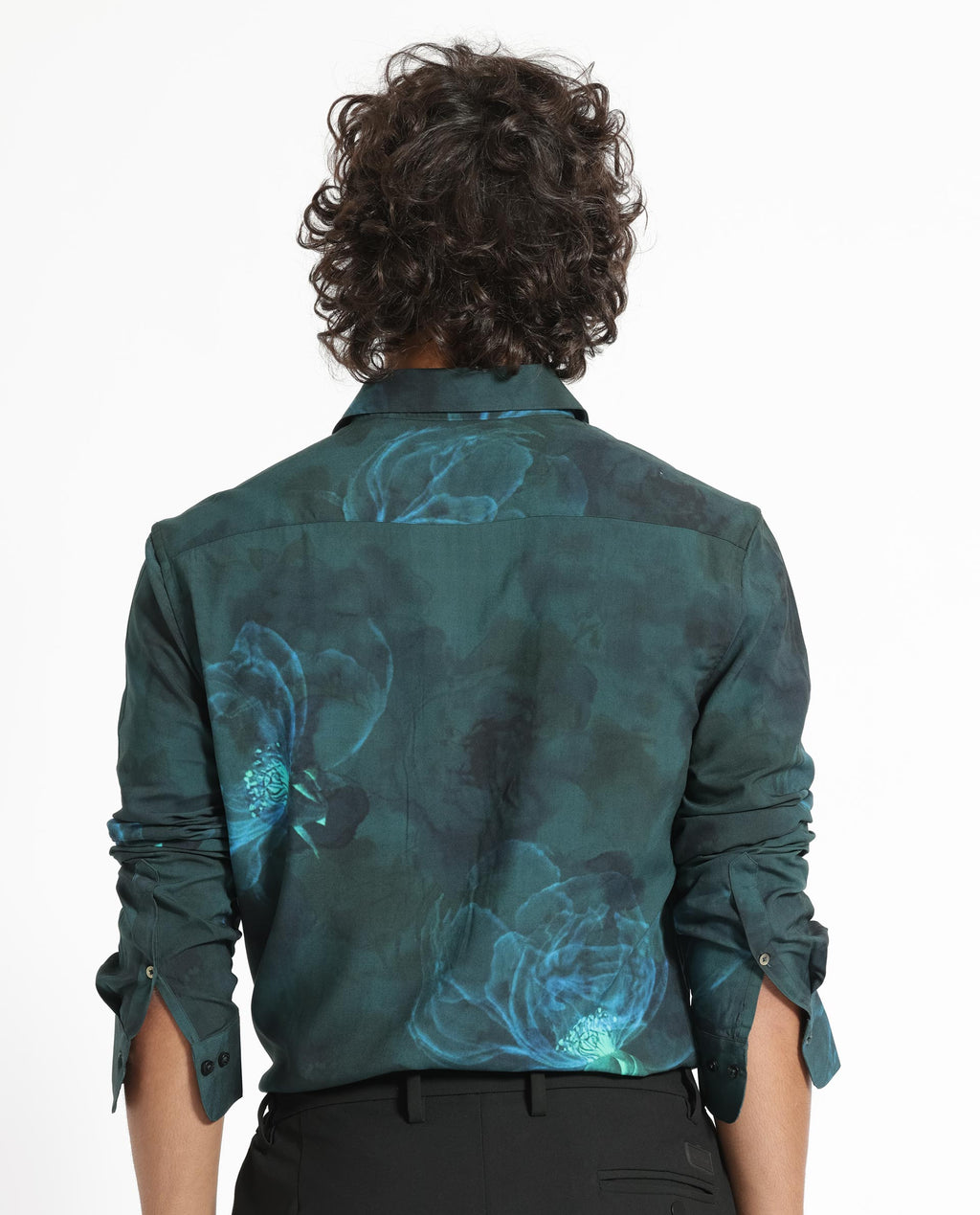 Rare Rabbit Men's Alwick Dark Green Viscose Floral Print Regular Fit Full Sleeve Collared Shirt