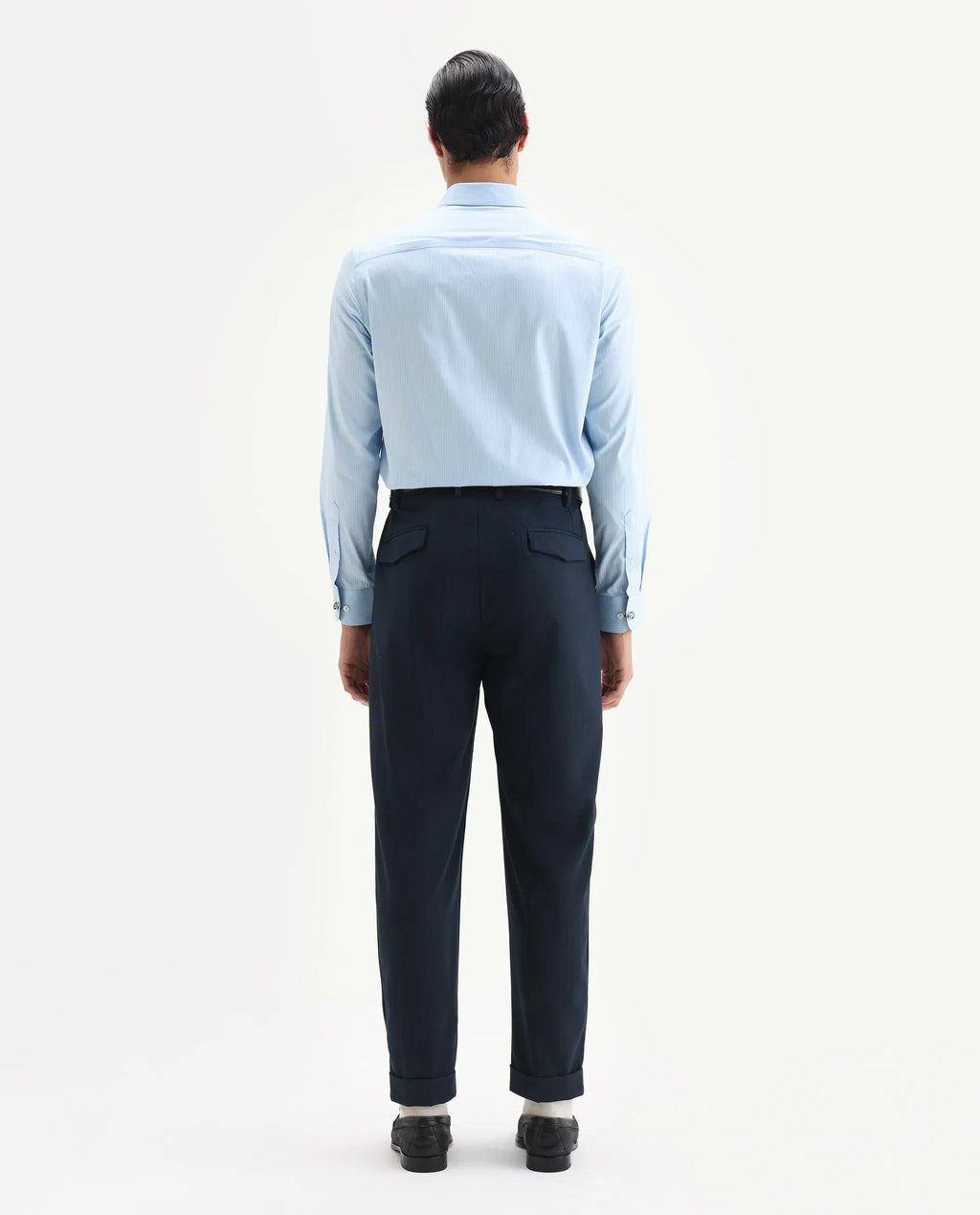 Rare Rabbit Men's Amosy Navy Cotton Striped Print Relaxed Fit Trouser
