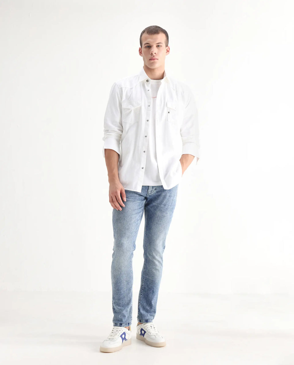 Rare Rabbit Men's Anton Light Blue Cotton Blend Plain Hawk Slim Fit Jeans