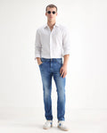 Rare Rabbit Men's Arbok Blue Cotton Plain Hawk Slim Fit Jeans