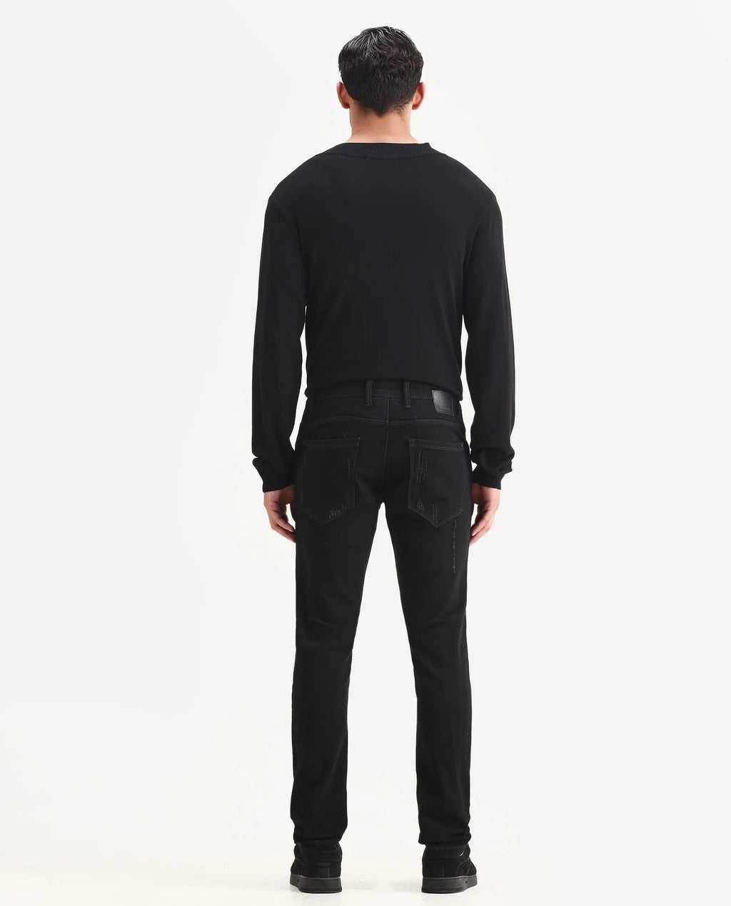Rare Rabbit Men's Astral Black Cotton Plain Hawk Slim Fit Jeans