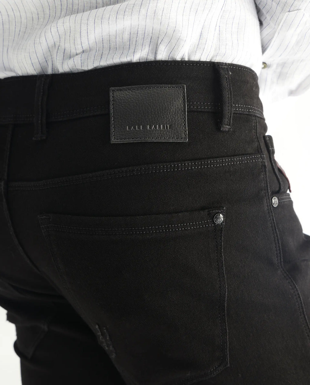 Rare Rabbit Men's Astred Black Cotton Plain Hawk Slim Fit Jeans