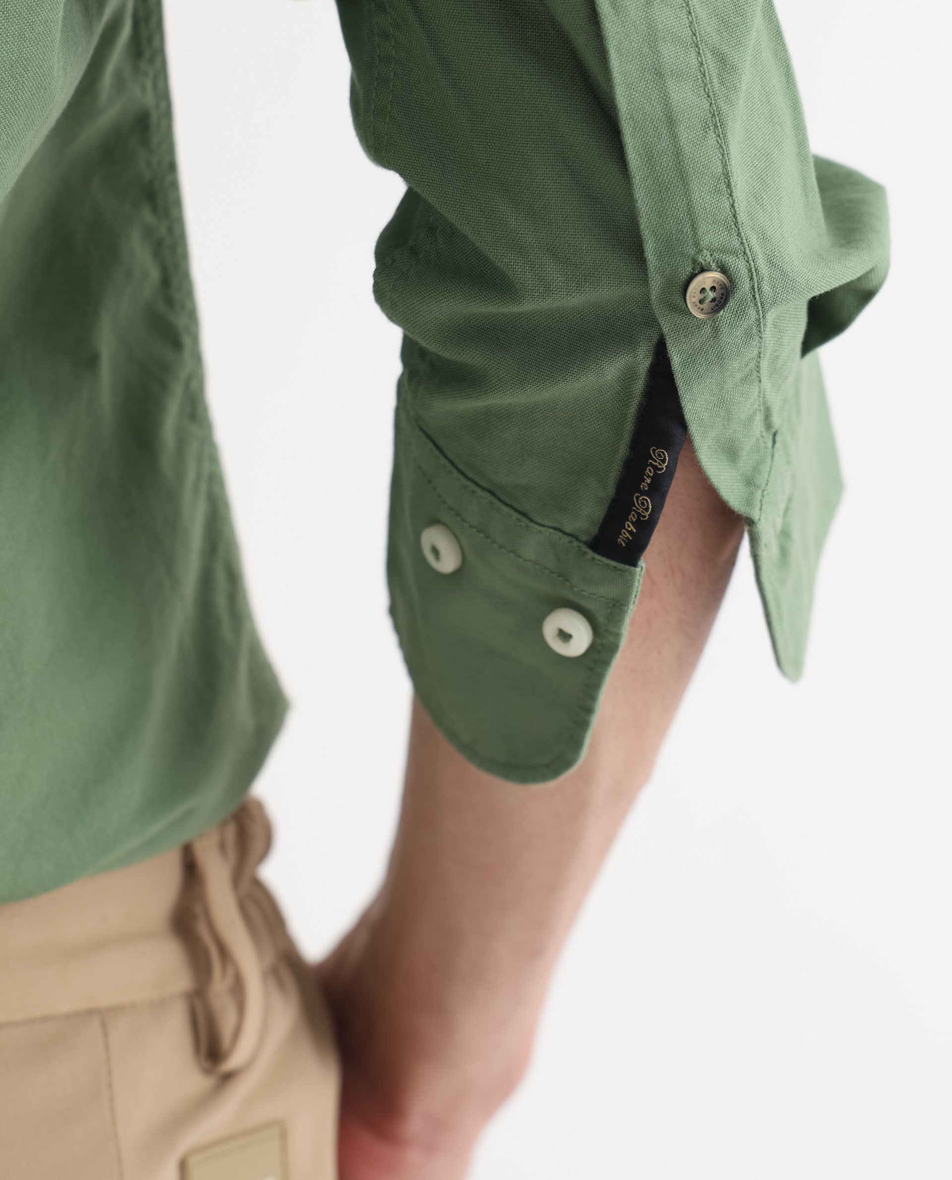 Rare Rabbit Men's Auxfo Green Cotton Plain Regular Fit Full Sleeve Button-Down Collar Shirt