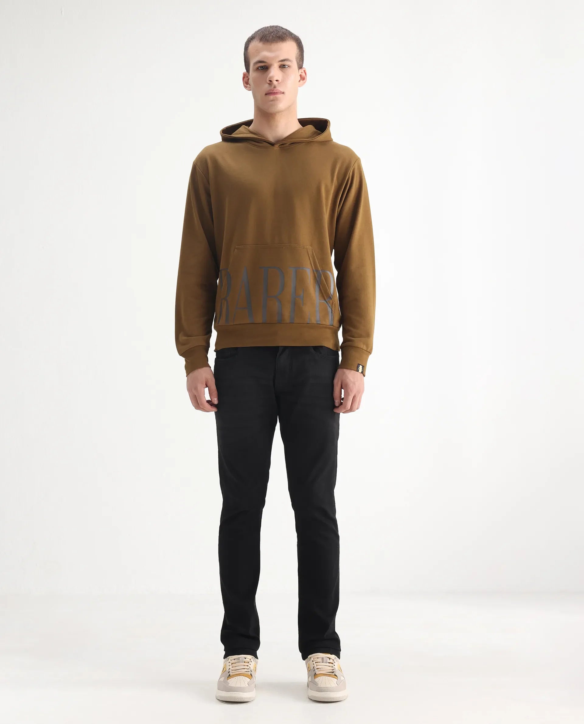 Rare Rabbit Men's Avenue Black Cotton Plain Hawk Slim Fit Jeans