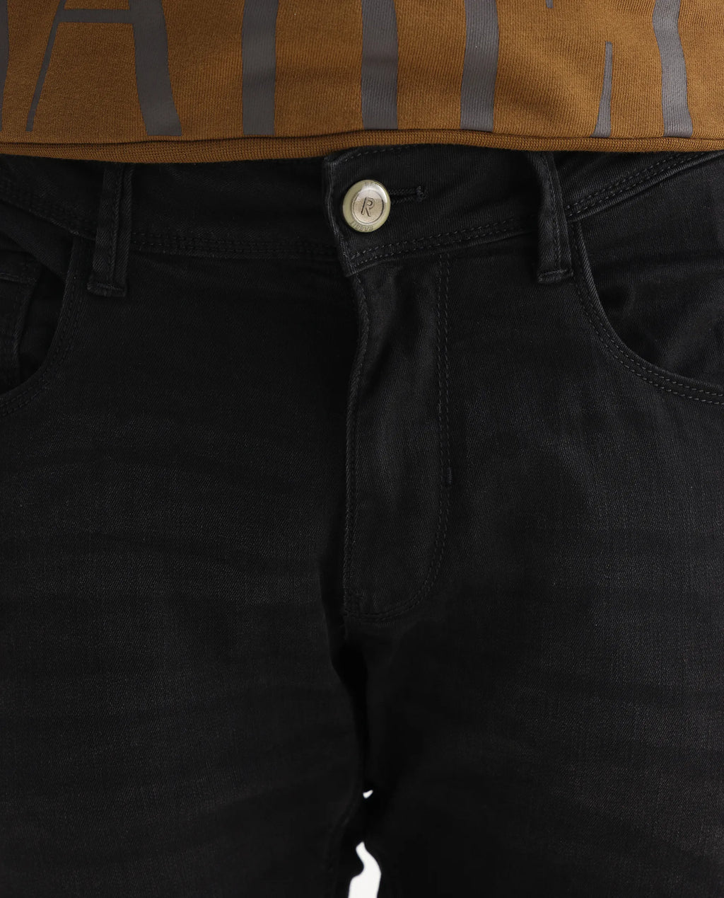 Rare Rabbit Men's Avenue Black Cotton Plain Hawk Slim Fit Jeans