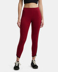 Super Combed Cotton Elastane Stretch Leggings with Contrast Side Piping - Rhubarb