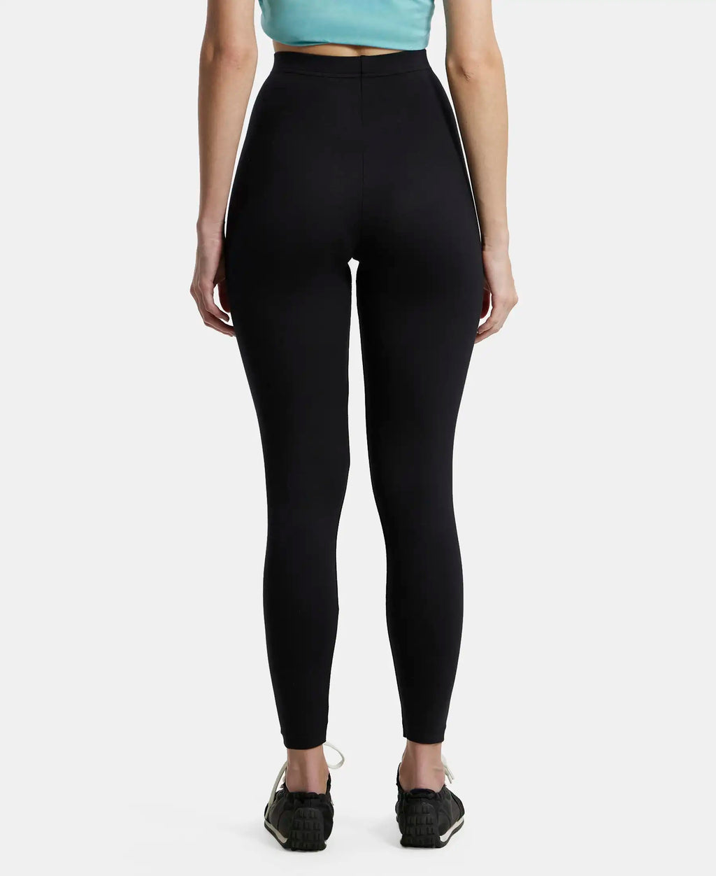 Super Combed Cotton Elastane Stretch Leggings with Ultrasoft Waistband - Black