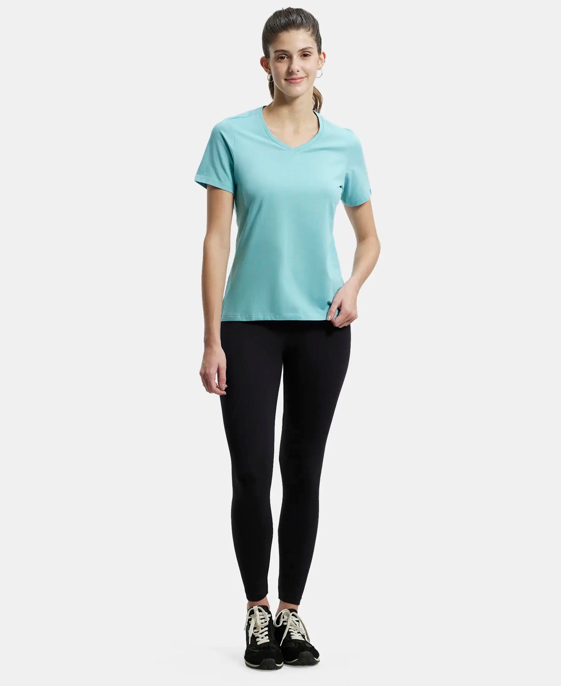 Super Combed Cotton Elastane Stretch Leggings with Ultrasoft Waistband - Black