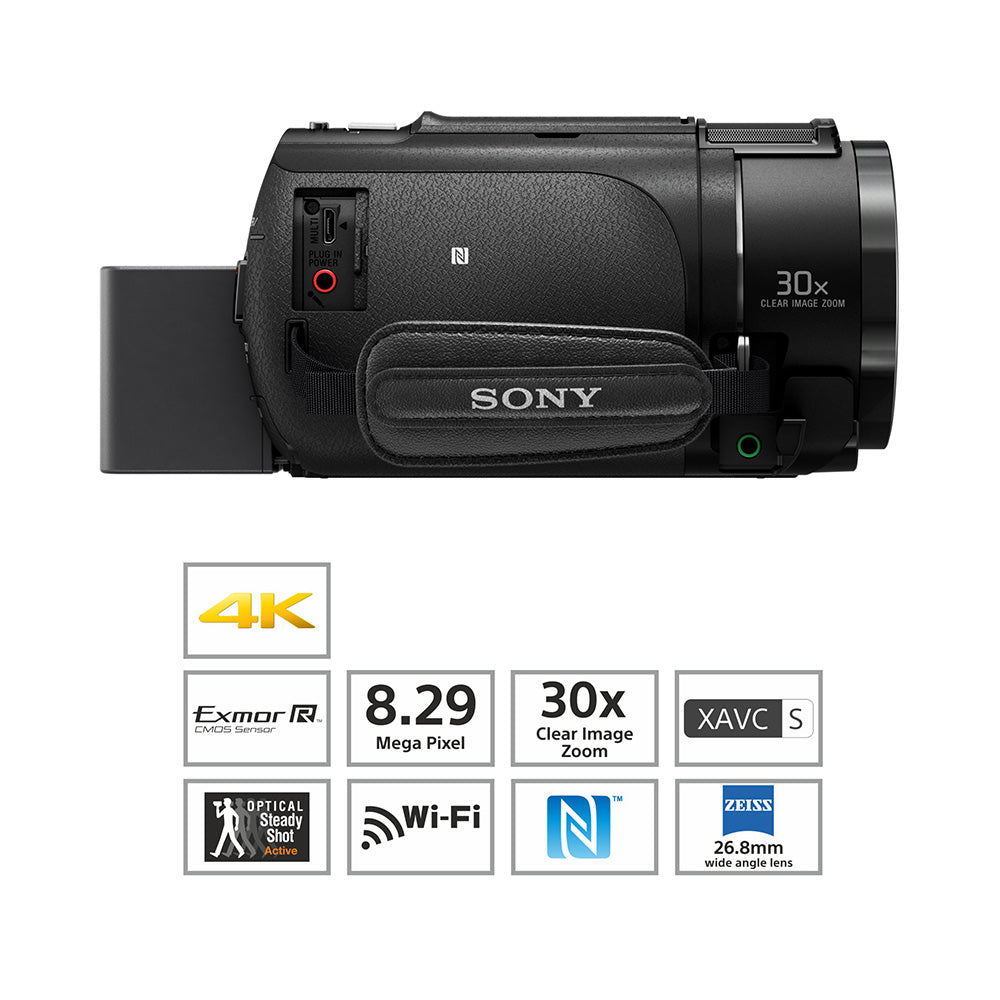 Sony AX43A 4K Handycam 8.29 MP 4K Ultra HD Recording with 26.8 mm714 wide-angle ZEISS® Vario-Sonnar T* lens