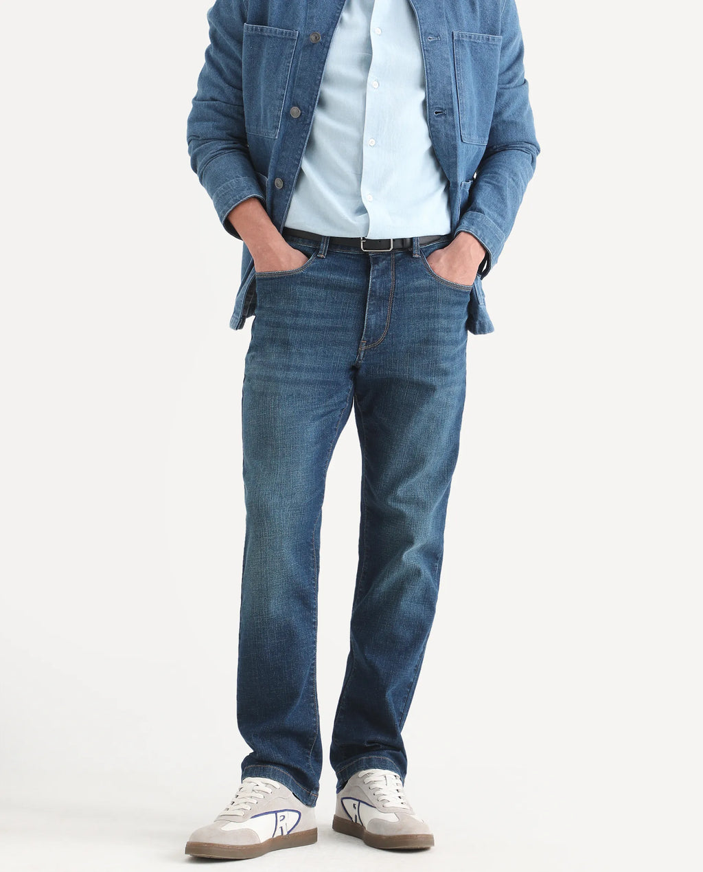 Rare Rabbit Men's Axel M Blue Cotton Blend Morris Regular Fit Plain Jeans