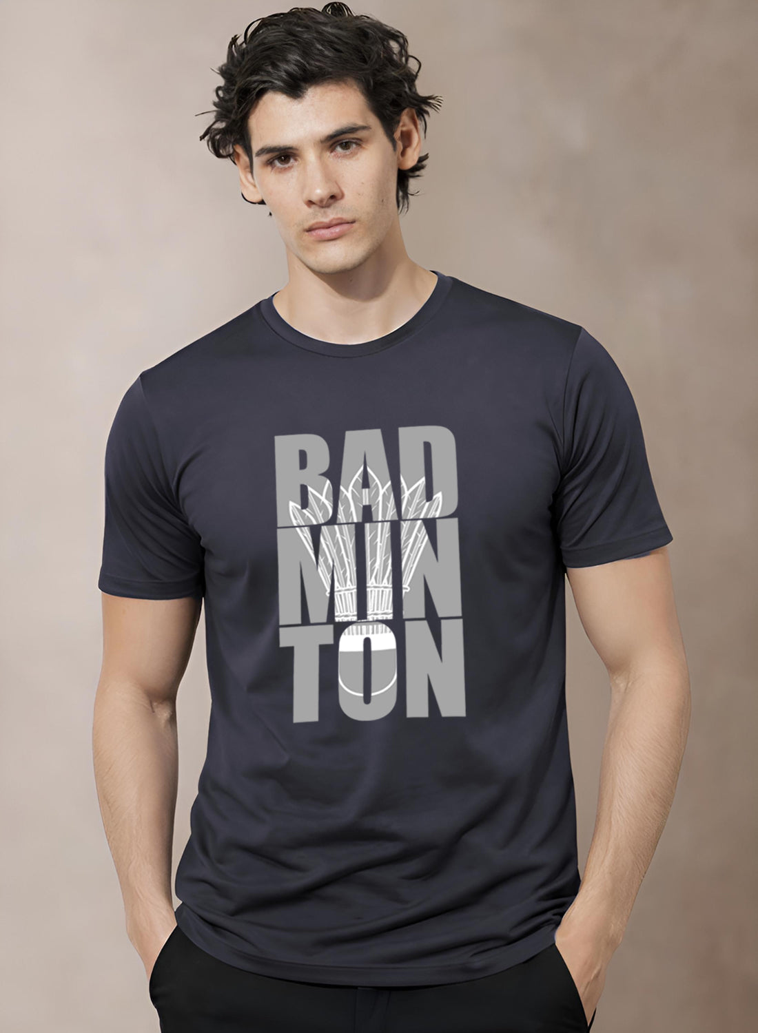Men Badminton Printed T-Shirt