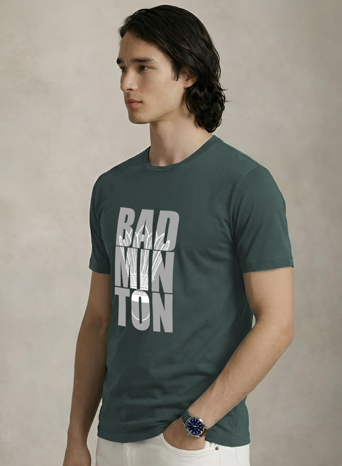 Men Badminton Printed T-Shirt