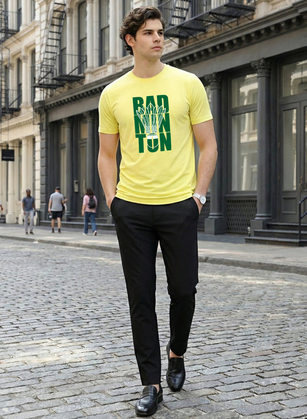 Men Badminton Printed T-Shirt