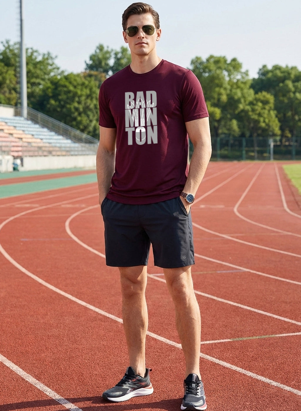 Men Badminton Printed T-Shirt