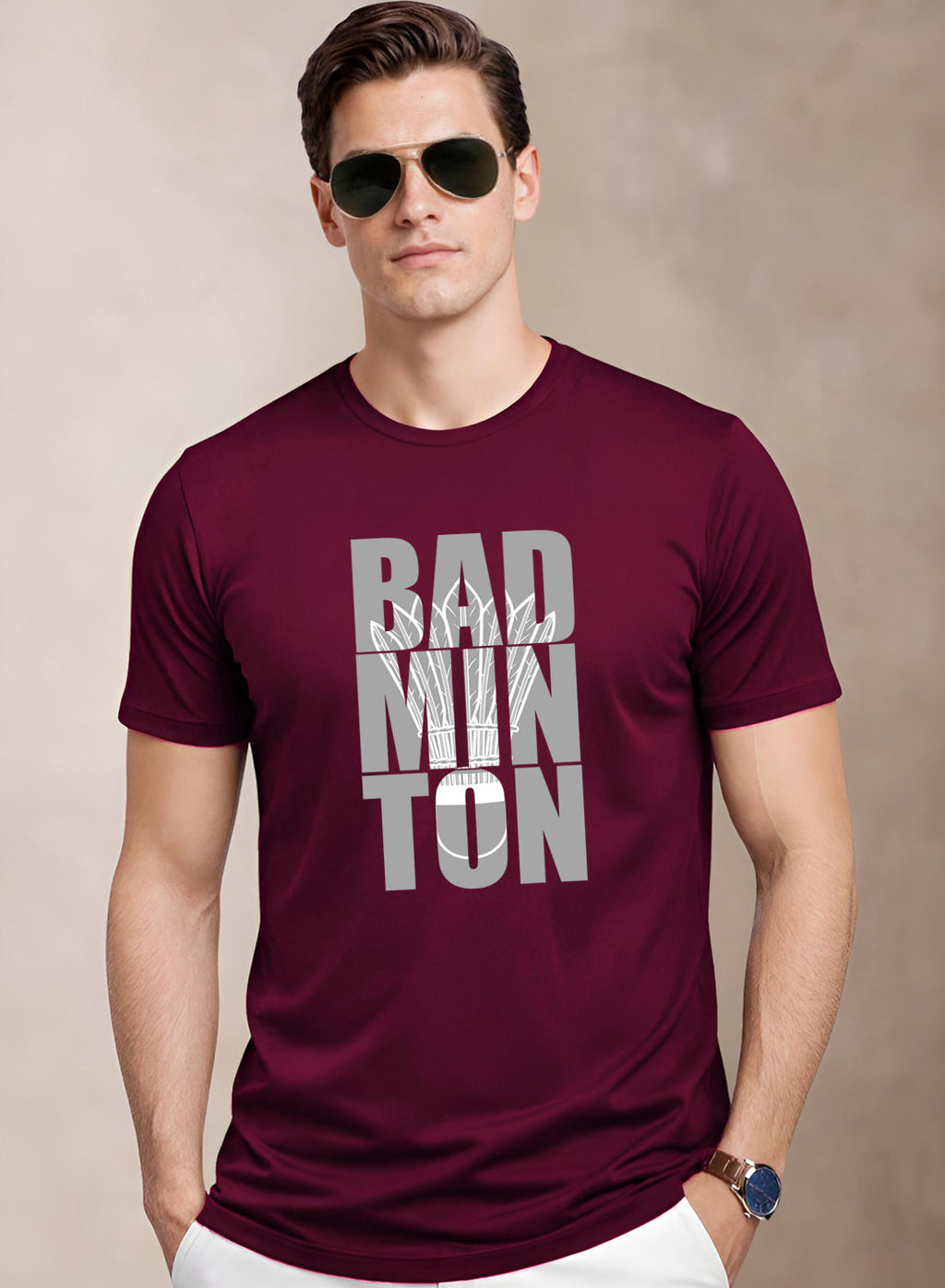 Men Badminton Printed T-Shirt