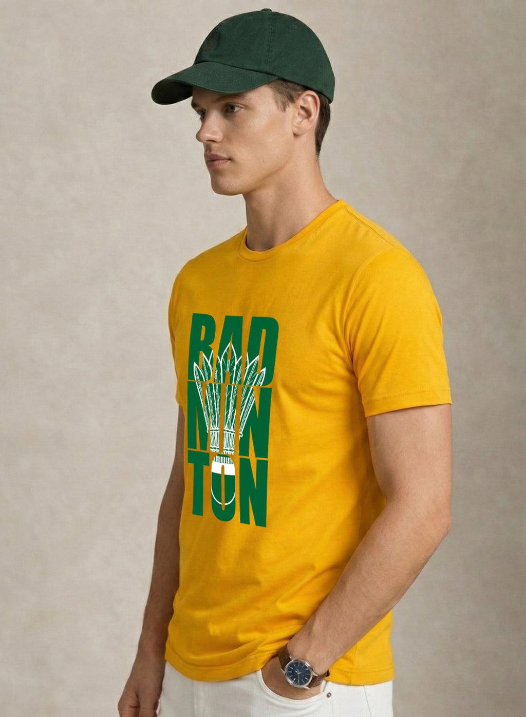 Men Badminton Printed T-Shirt