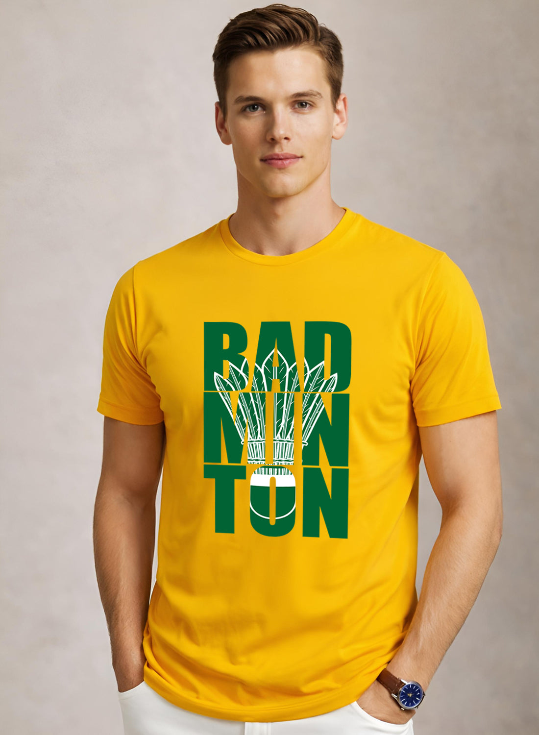 Men Badminton Printed T-Shirt