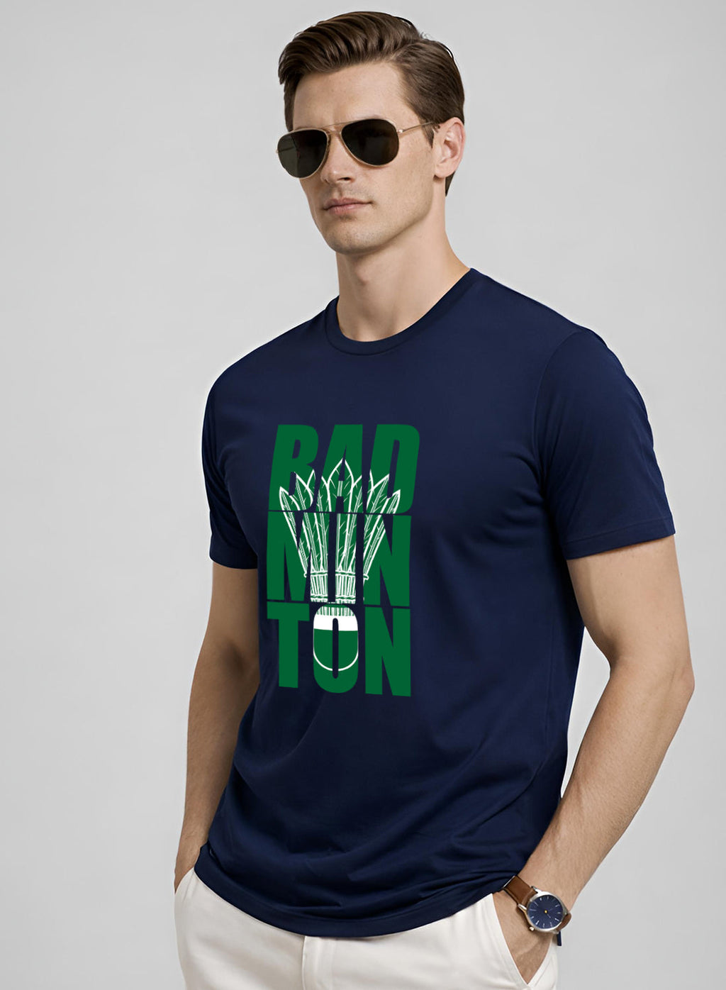 Men Badminton Printed T-Shirt