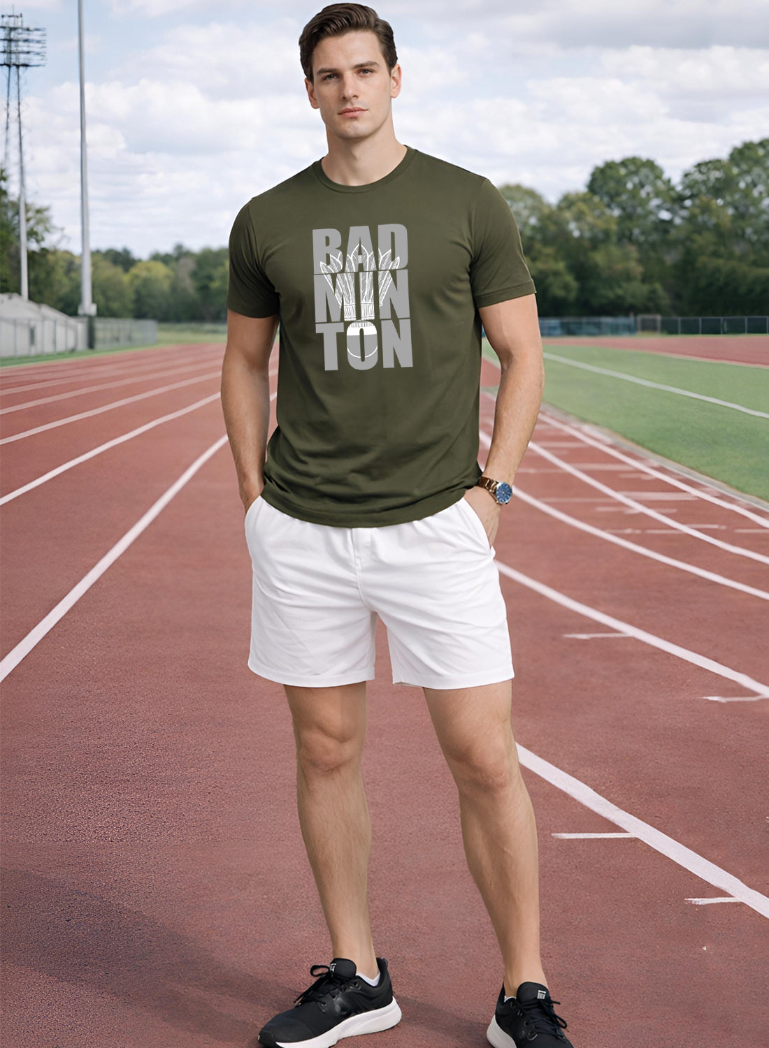 Men Badminton Printed T-Shirt