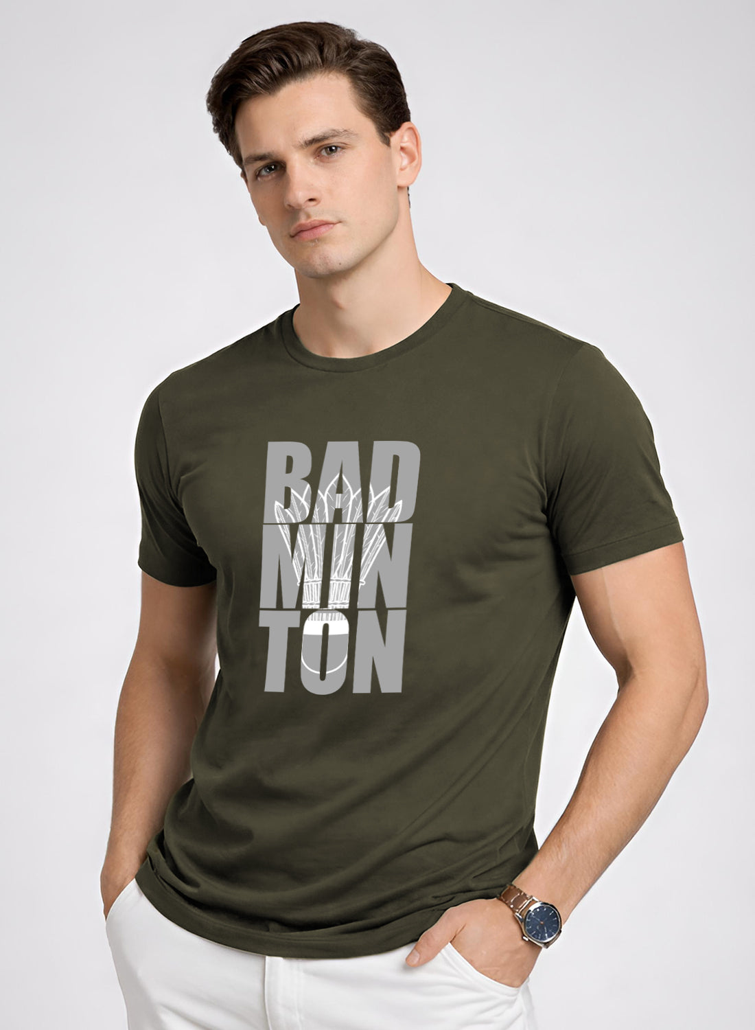 Men Badminton Printed T-Shirt
