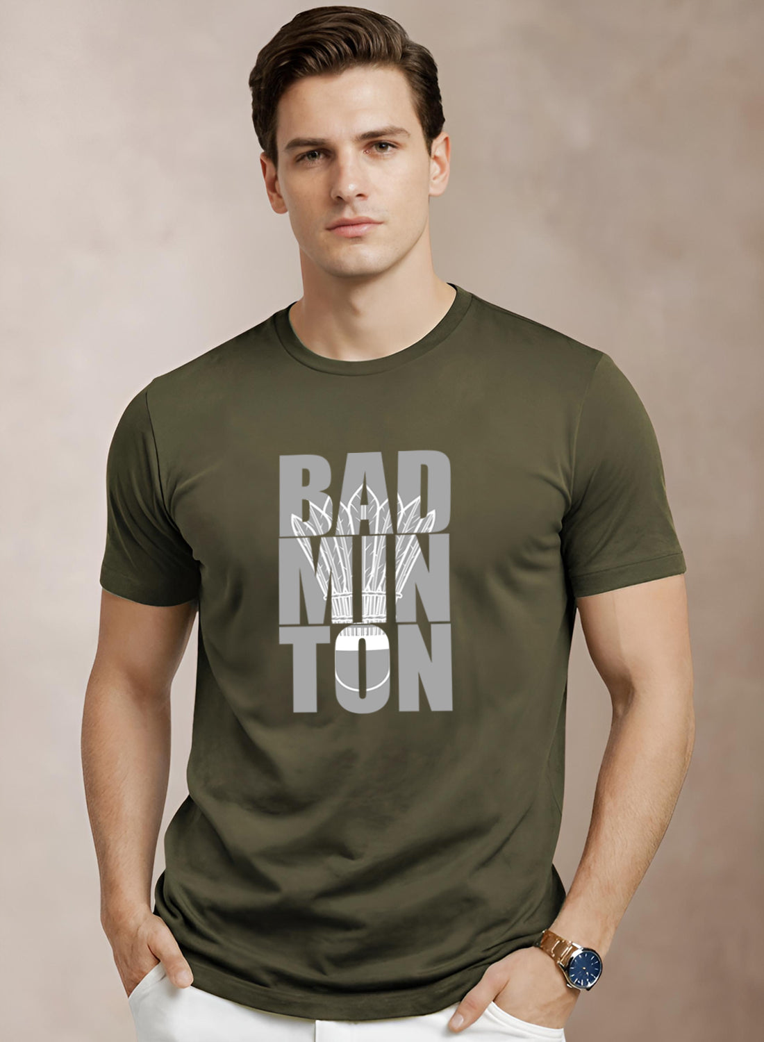 Men Badminton Printed T-Shirt