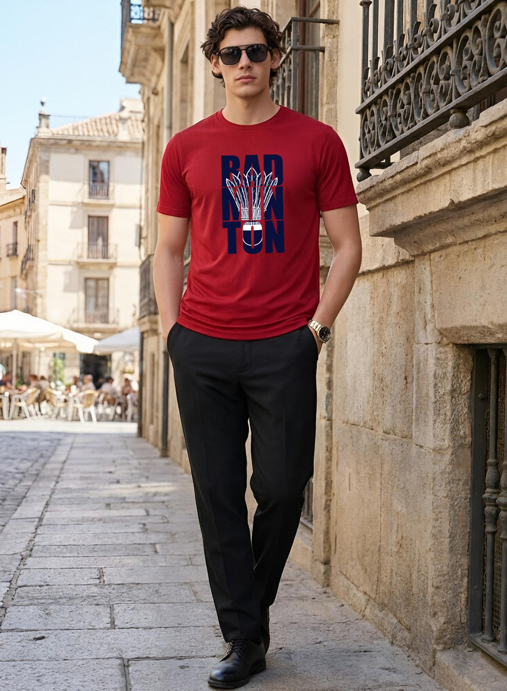 Men Badminton Printed T-Shirt
