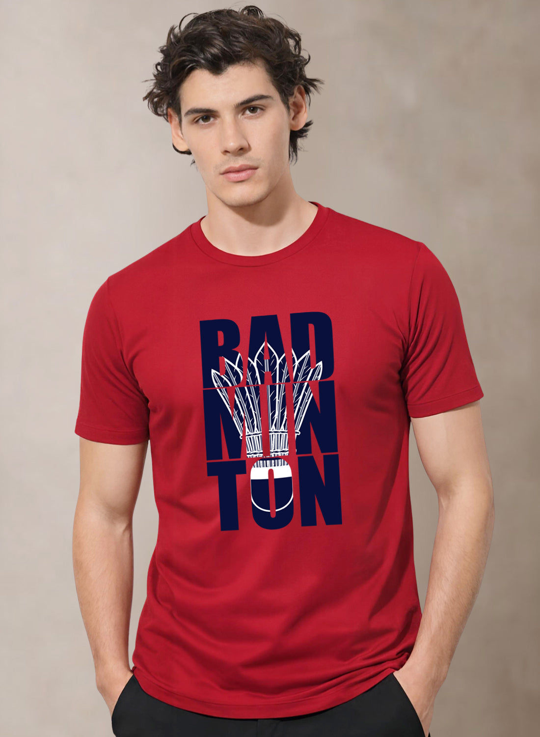Men Badminton Printed T-Shirt