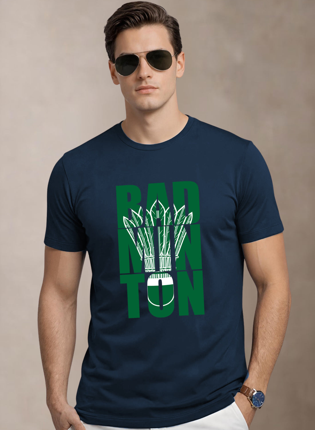 Men Badminton Printed T-Shirt