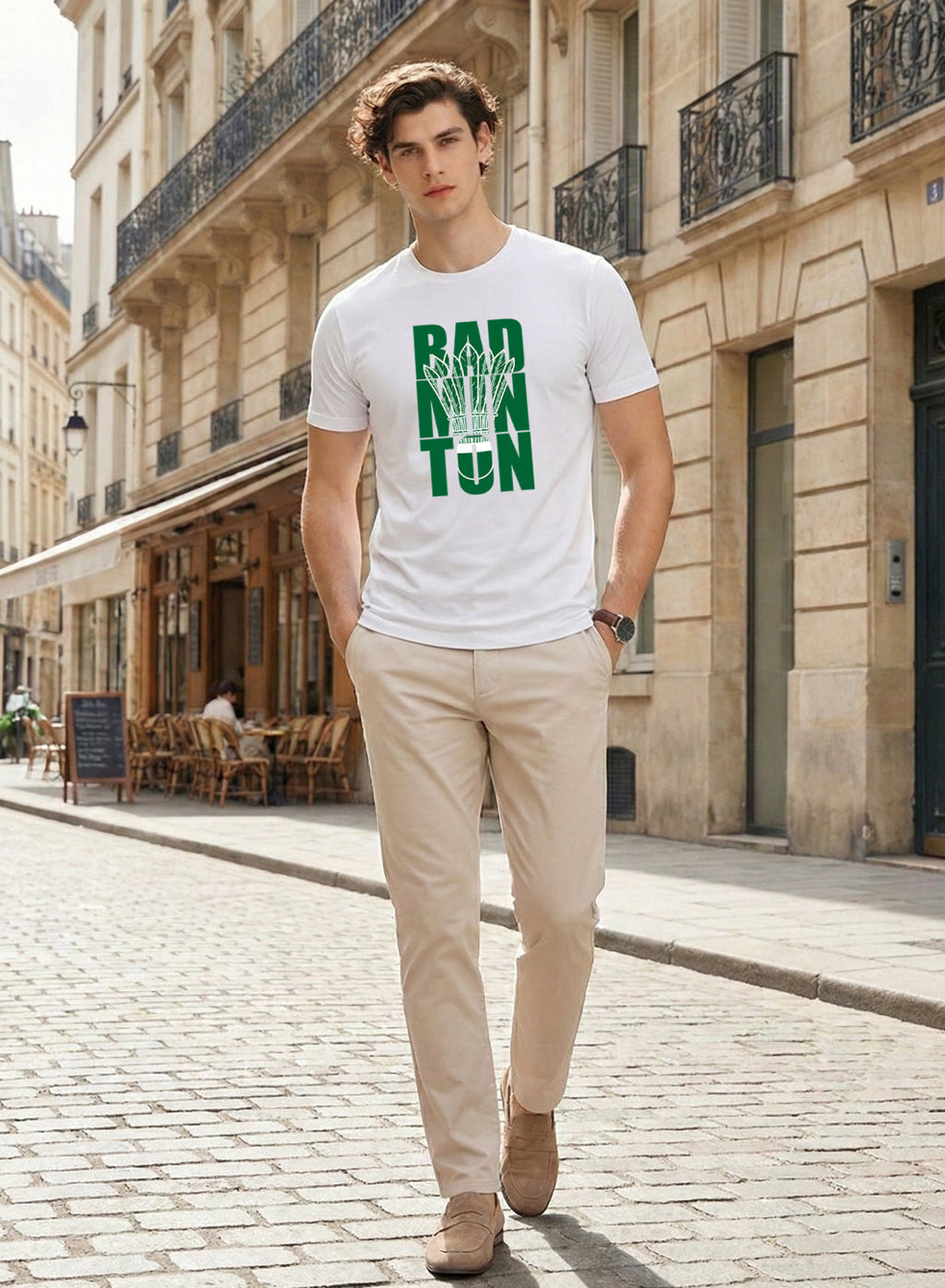 Men Badminton Printed T-Shirt