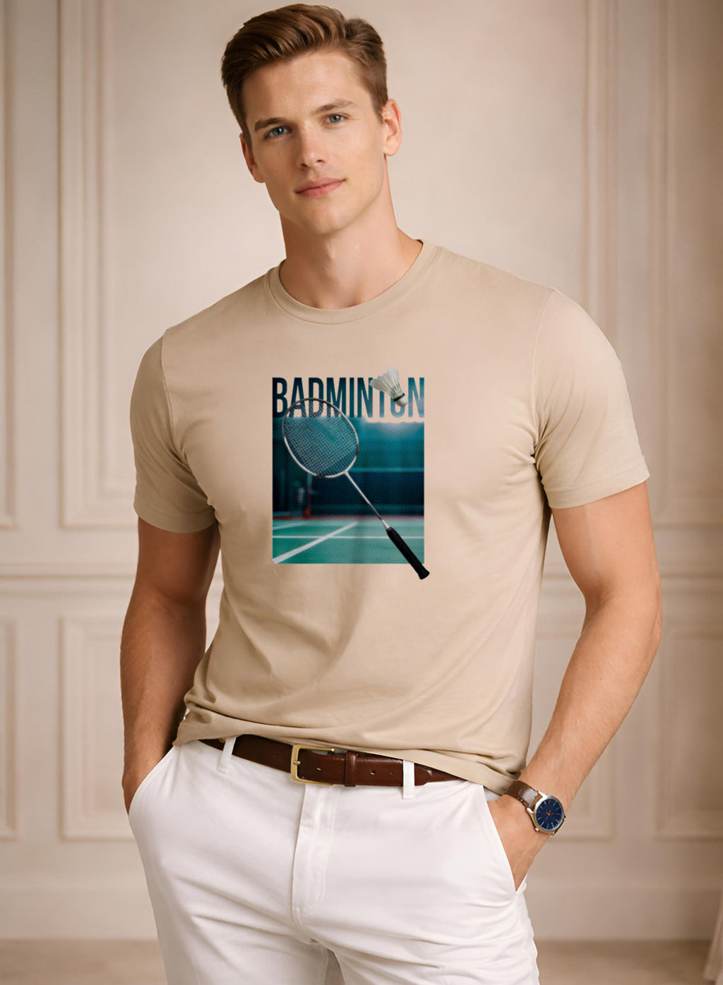 Men Badminton Graphic T-Shirt
