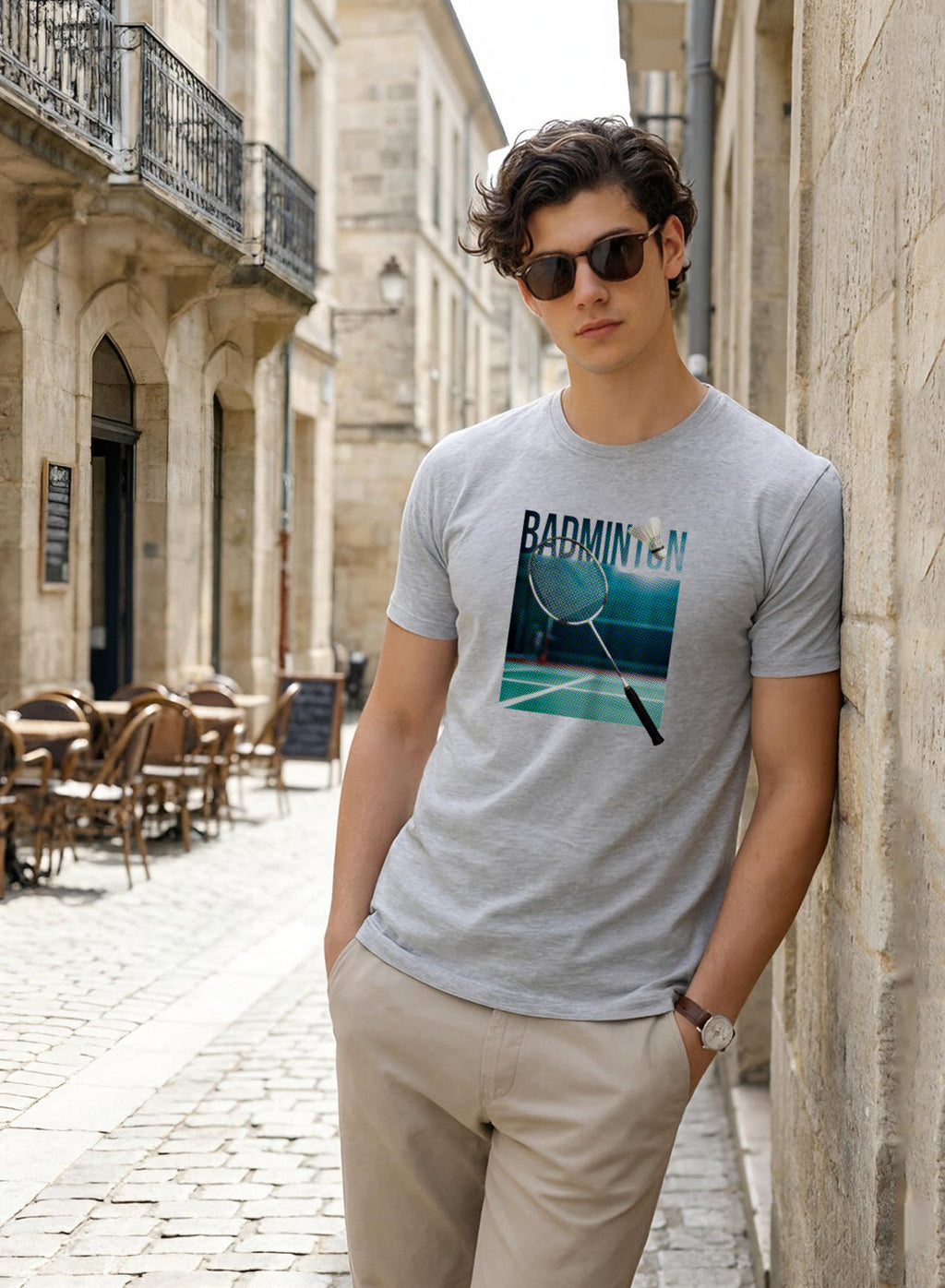 Men Badminton Graphic T-Shirt