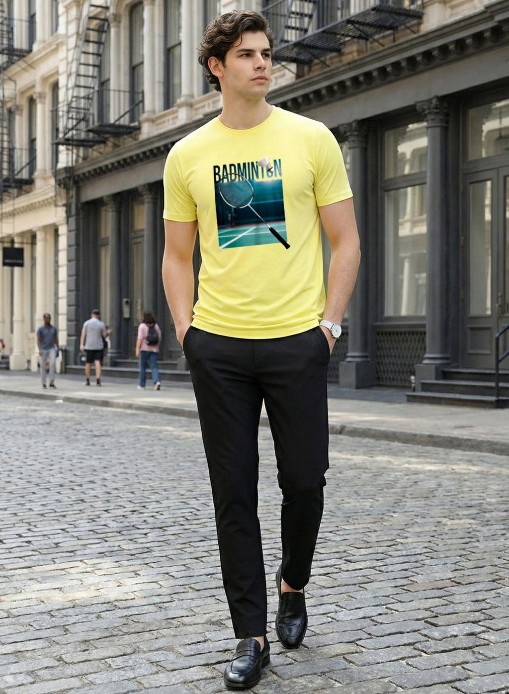 Men Badminton Graphic T-Shirt