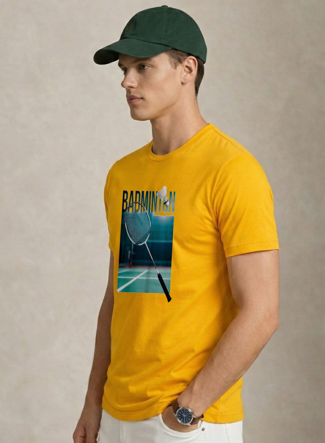 Men Badminton Graphic T-Shirt