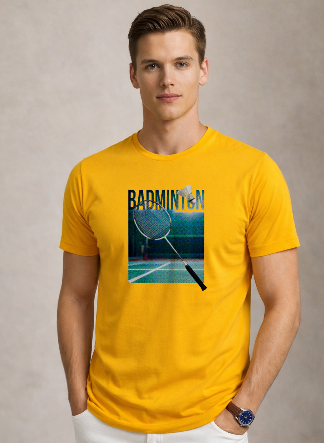 Men Badminton Graphic T-Shirt