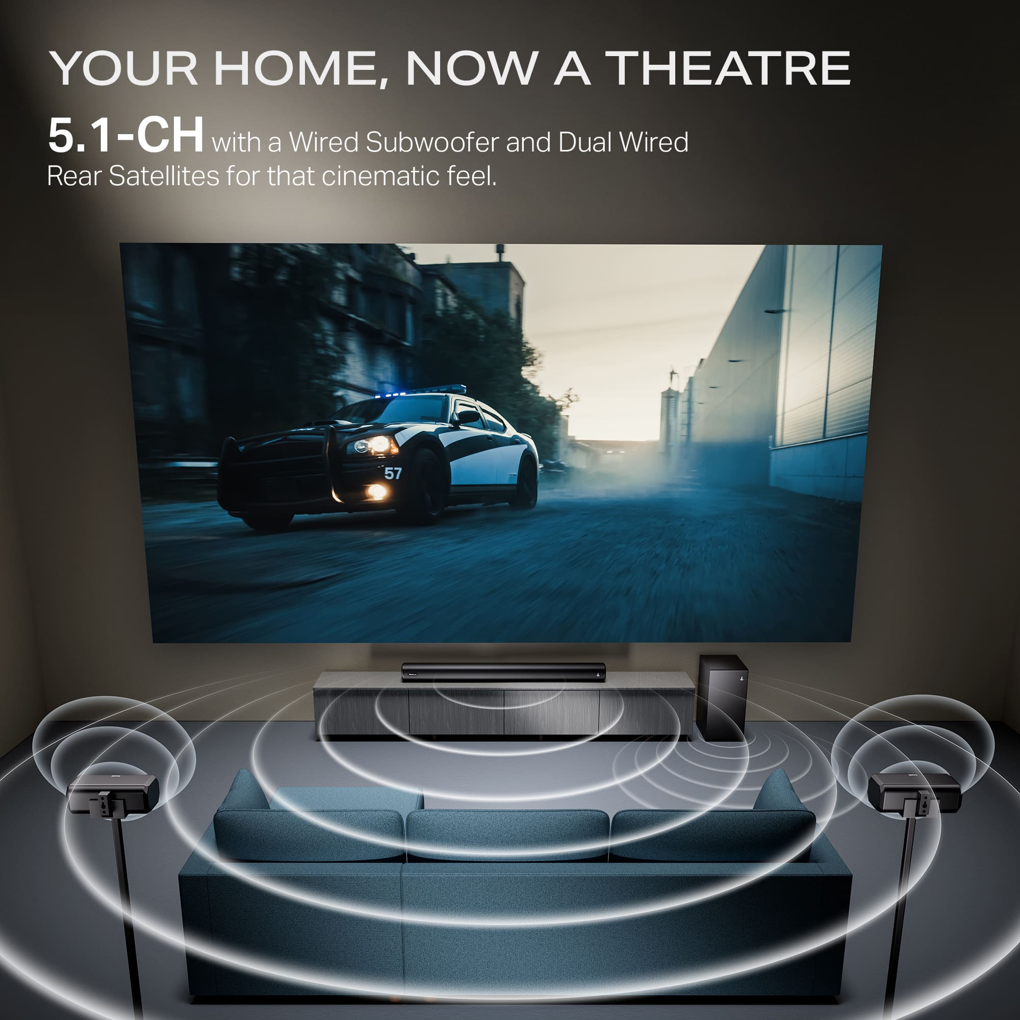 boAt Aavante Prime Beat | 500W 5.1 Channel Soundbar with Wired Subwoofer, Satellites & Multi-Connectivity
