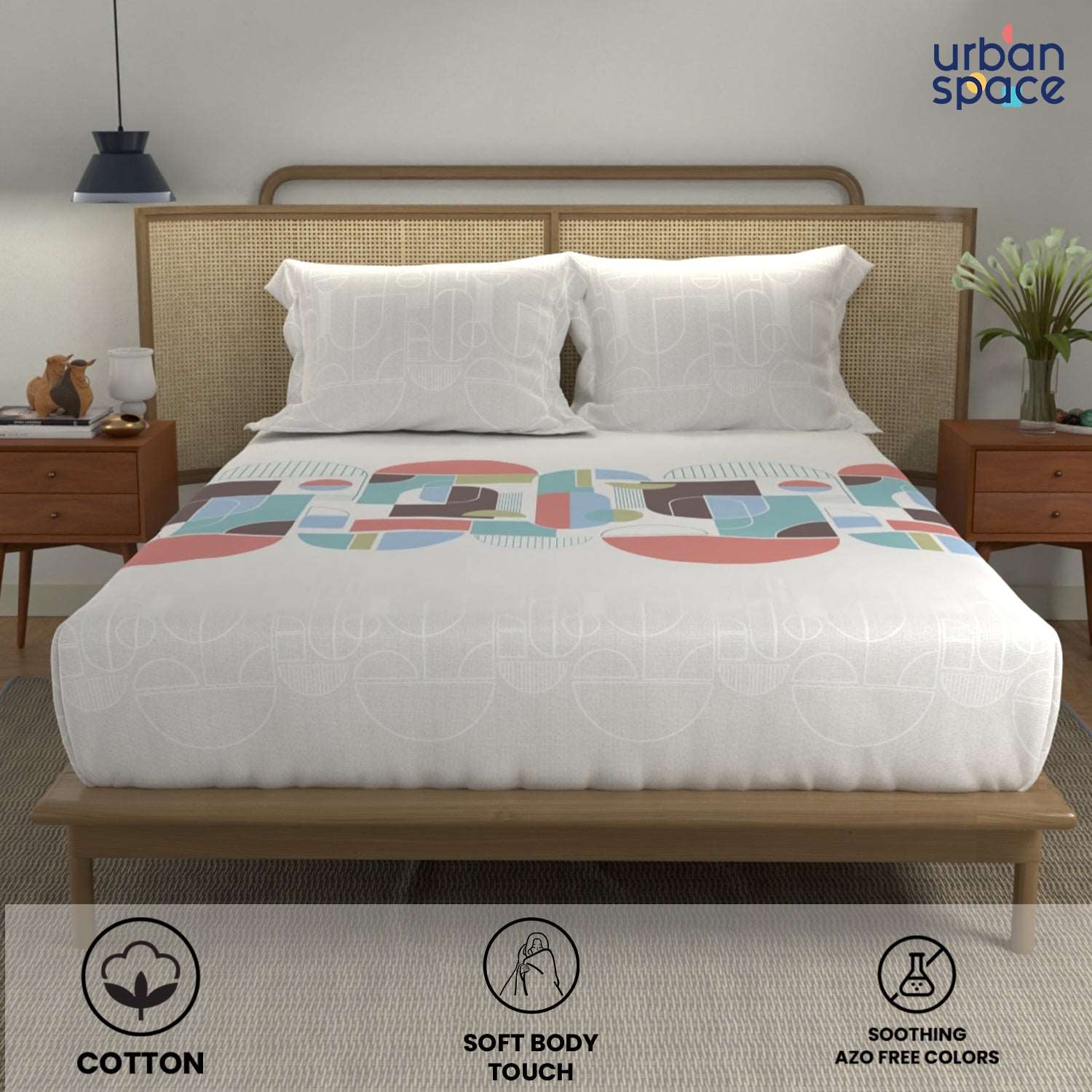 Divine Collection - Cotton Bedsheet With 2 Pillow Covers, Binary Peach
