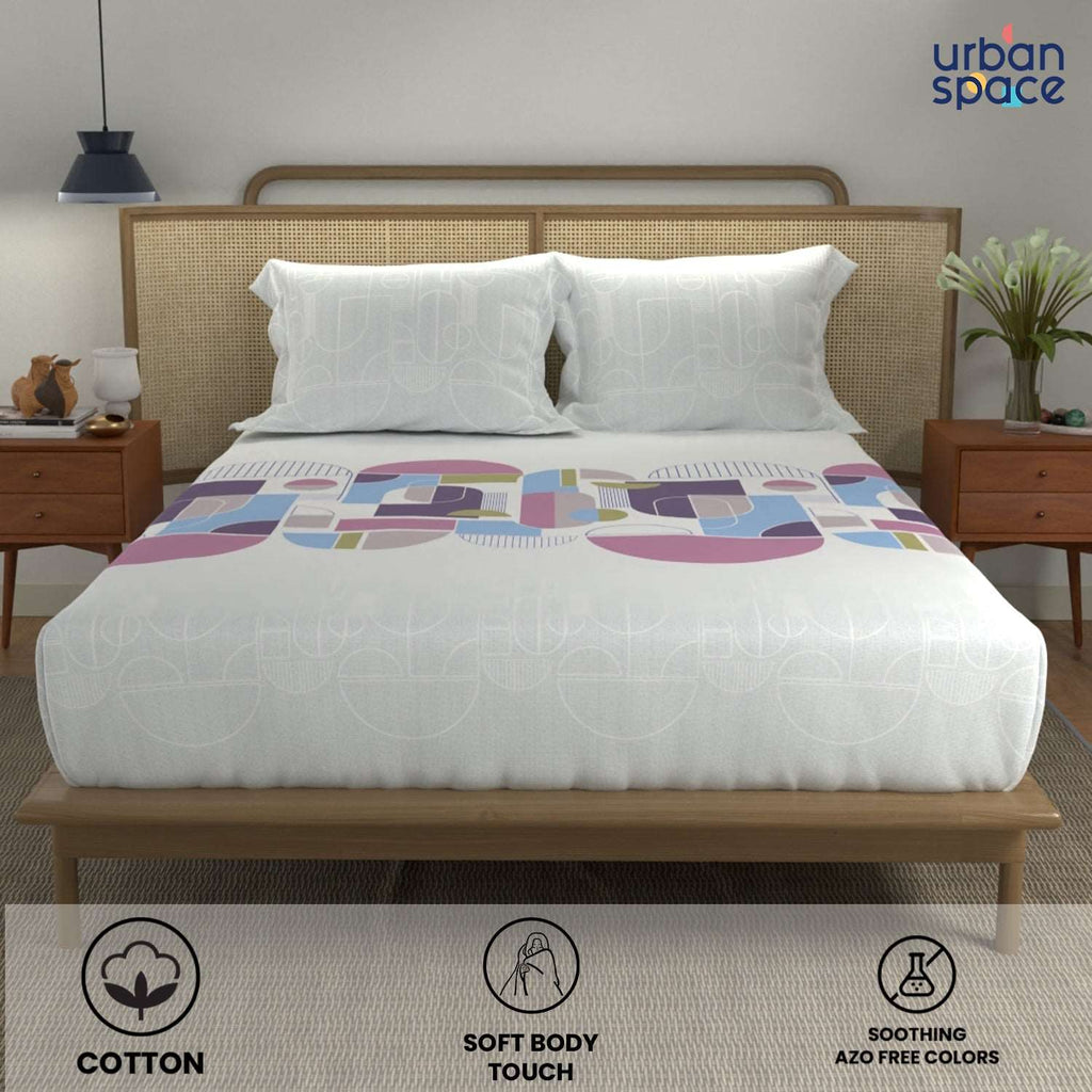 Divine Collection - Cotton Bedsheet With 2 Pillow Covers, Binary Mauve
