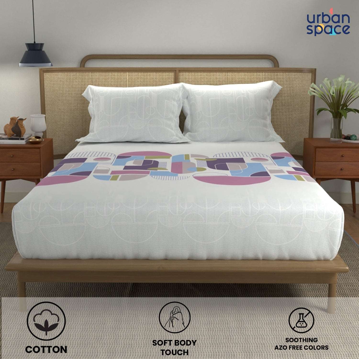Divine Collection - Cotton Bedsheet With 2 Pillow Covers, Binary Mauve
