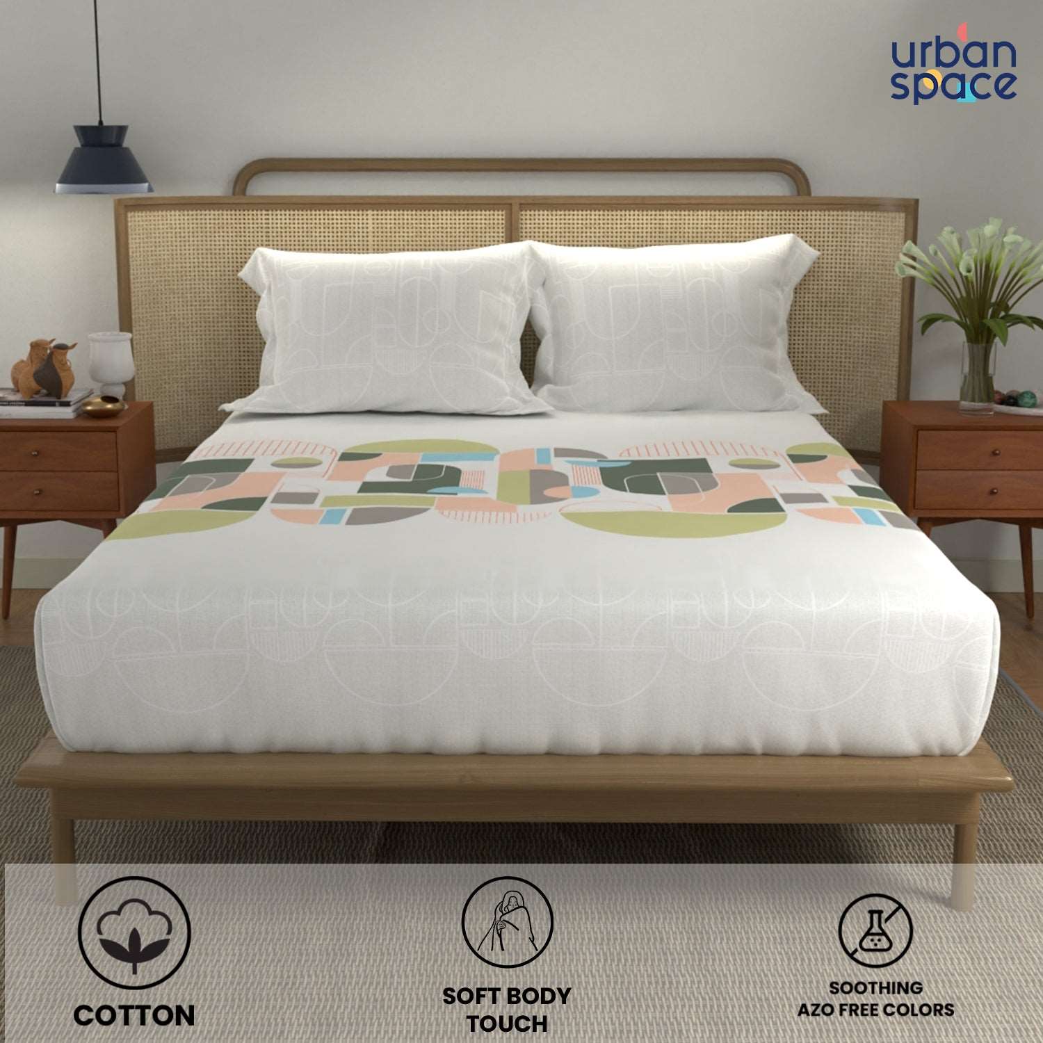 Divine Collection - Cotton Bedsheet With 2 Pillow Covers, Binary Green