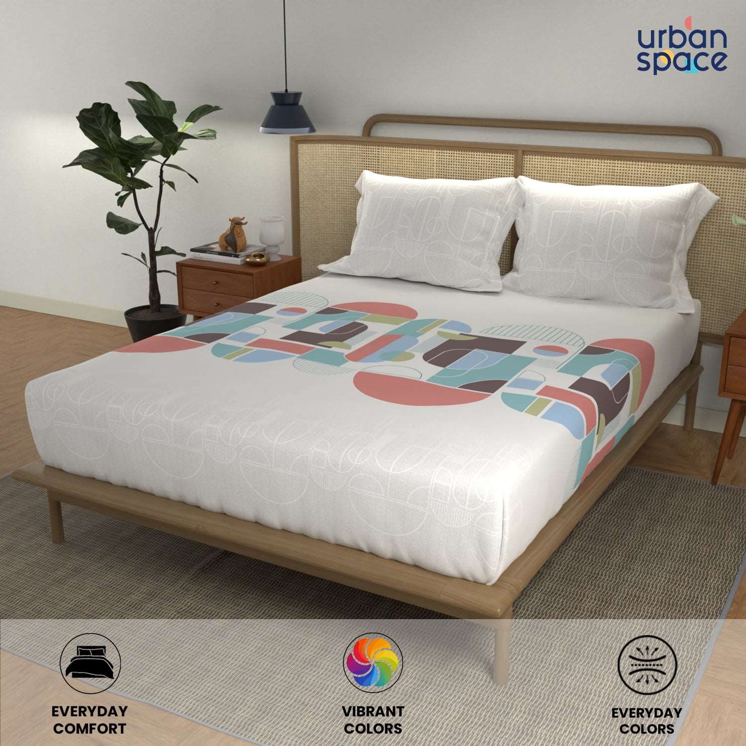 Divine Collection - Cotton Bedsheet With 2 Pillow Covers, Binary Peach